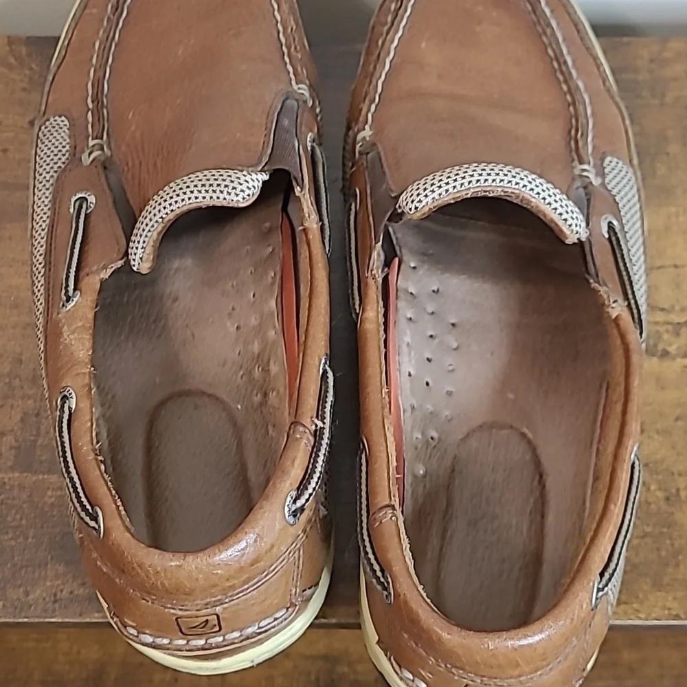 Sperry Top-Sider Tan Leather Slip-On Boat Shoes size 10